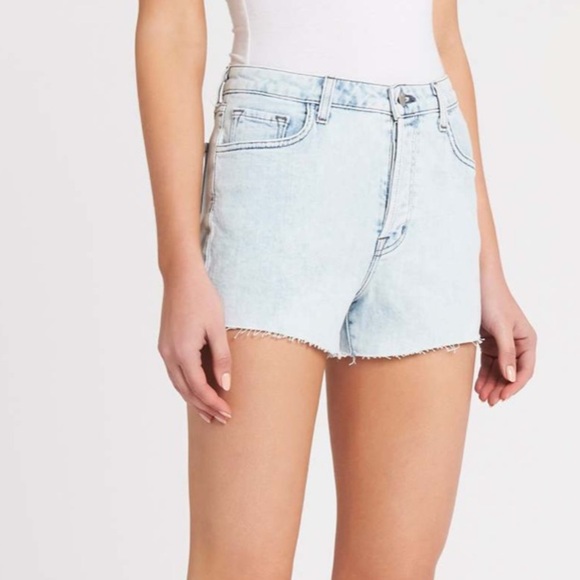 ❤️ J Brand Blue Jean Shorts High-Waisted Raw Hem New - Picture 1 of 6